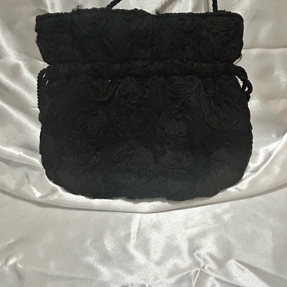 Vanessa Paris London New York Elegant Black Lace Women's Drawstring Bag